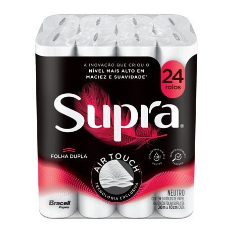 Embalagem de 24 rolos de papel higiênico Supra, folha dupla